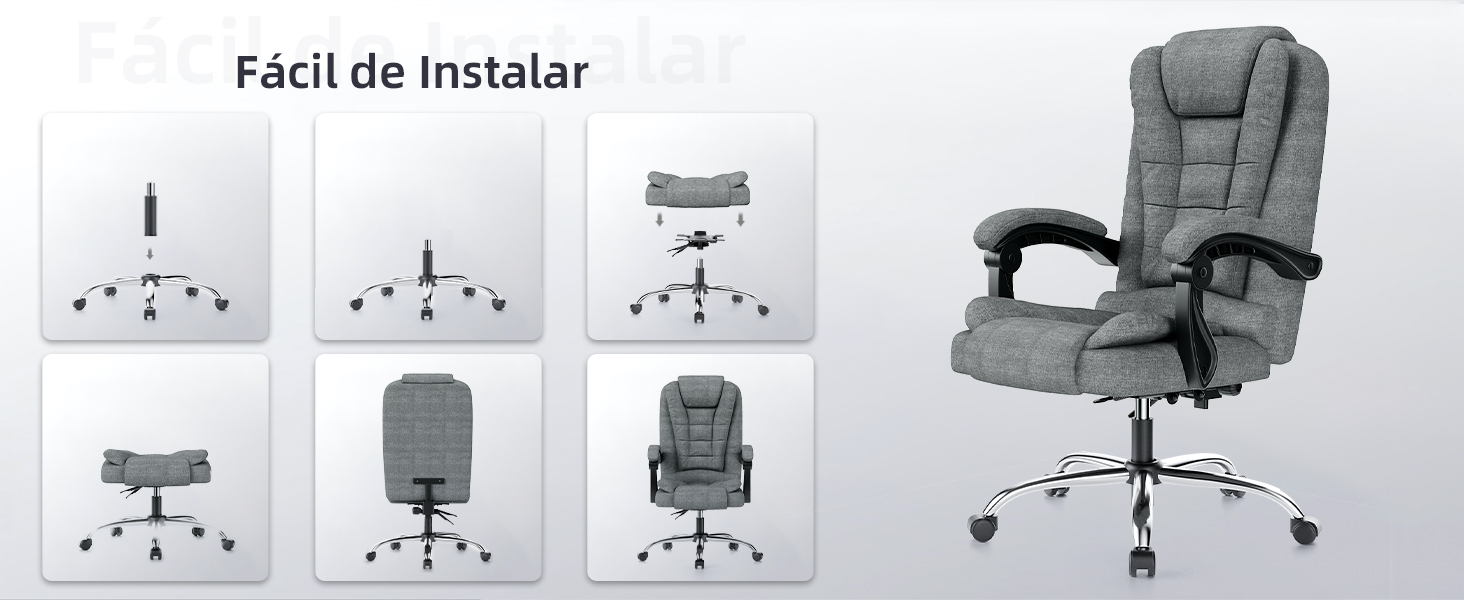 Офісний крісло Rattantree з підніжкою, ергономічний крісло для комп'ютера, PC крісло з м'якими підлокітниками та регулюванням нахилу, регульована висота, крісло для керівника, оббивка з тканини (темно-сірий, без підніжки)