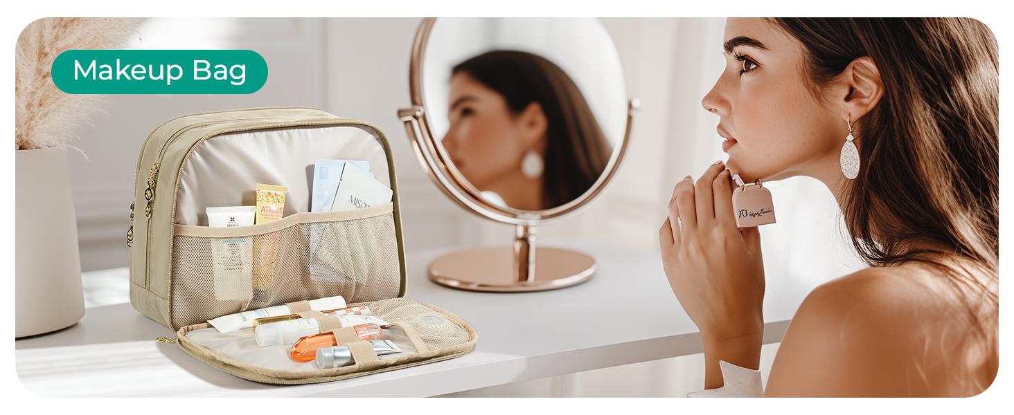 Сумка для косметики BAGSMART для жінок, велика дорожня косметичка, об'ємна косметична сумка, сумка для макіяжу та косметики з ручкою, чорна