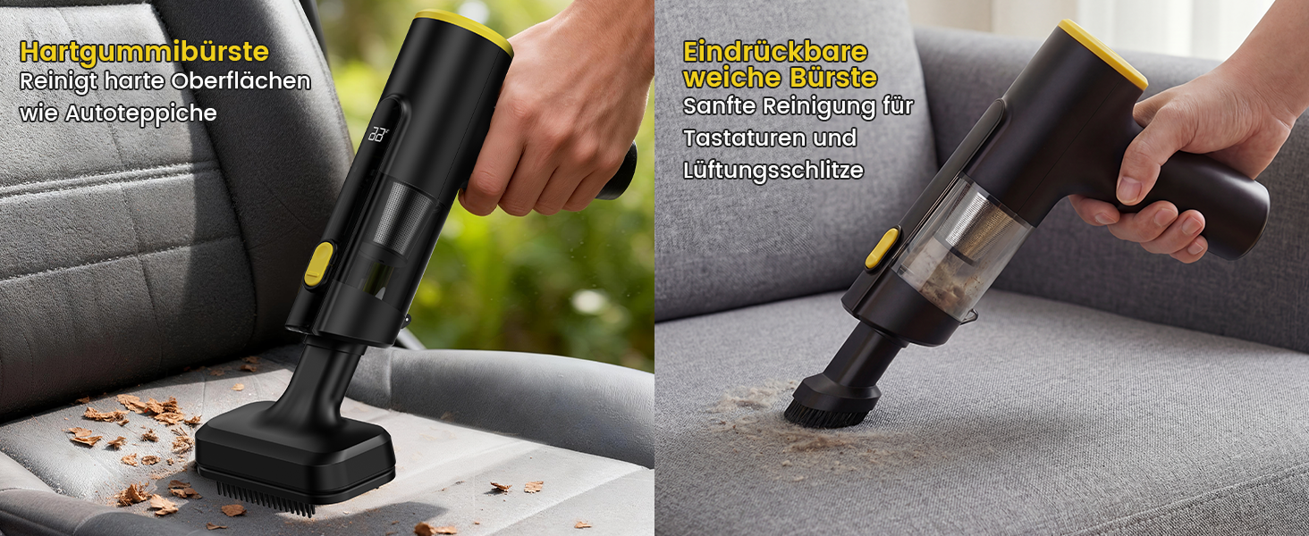 Акумуляторний пилосос Handstaubsauger 28000Pa, 60хв, з LED-дисплеєм, чорний. Міні-пилосос 3-в-1 для авто, ПК, кухні