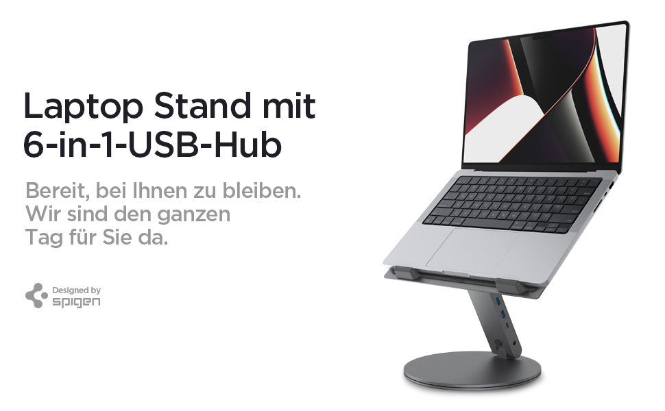 Док-станція та ергономічна підставка для ноутбука Spigen ArcDock 6-in-1: USB-C, HDMI 4K 60Hz, USB-A, для MacBook, iPad Pro Air та ноутбуків до 15.6