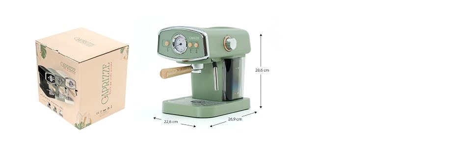 Напівавтоматична кавомашина Kai Espresso 1050 Вт, 15 Бар, на 5 чашок, з капучинатором та підігрівом чашок, матово-зелена