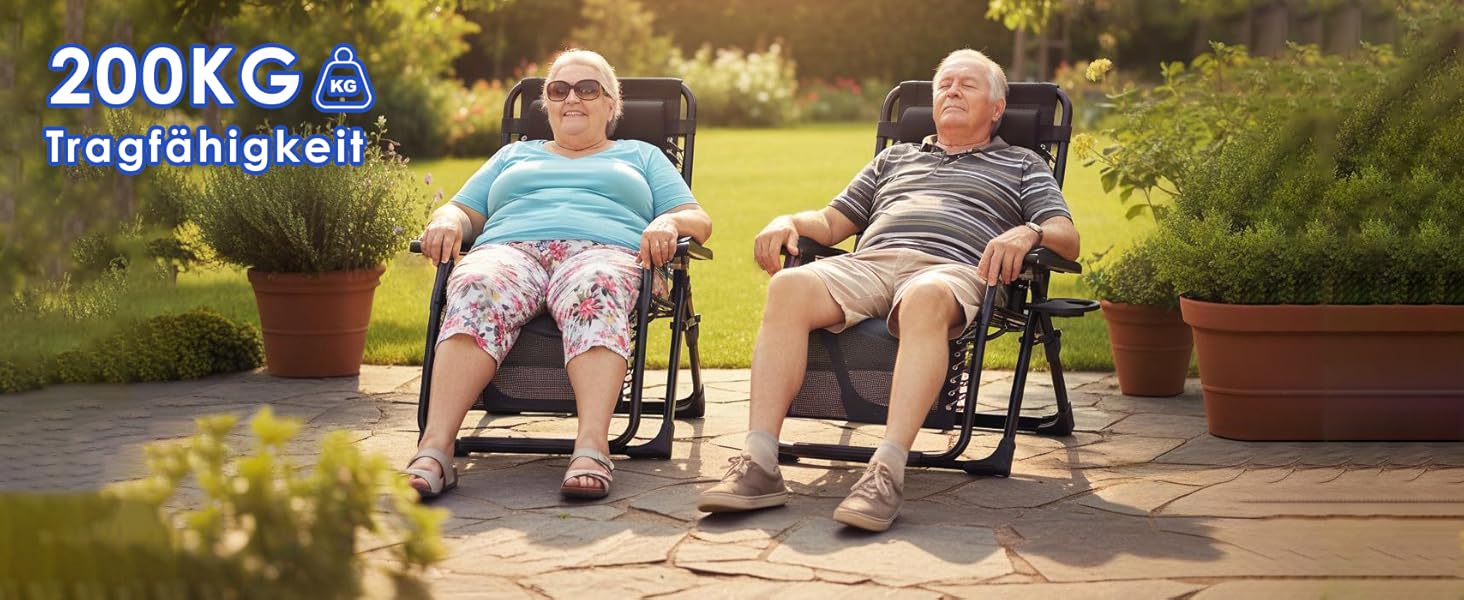 Розкладний шезлонг для саду та відпочинку на природі - 200 кг, срібний (83 см)