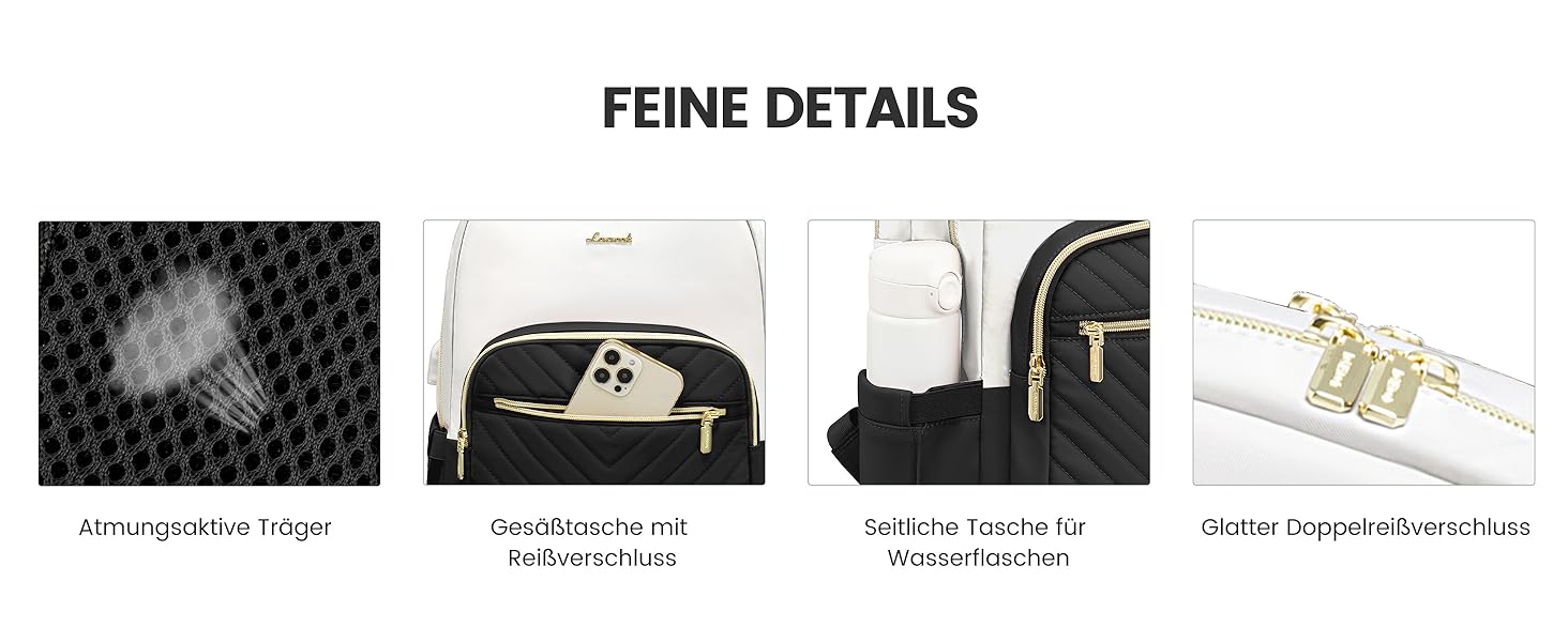 LOVEVOOK Рюкзак для жінок, великий, 15.6 дюймів, сумка для ноутбука, водонепроникний, шкільний рюкзак, для дівчаток-підлітків, чорний, елегантний, для роботи, навчання, подорожей (15.6 дюймів, бежево-чорний-коричневий)