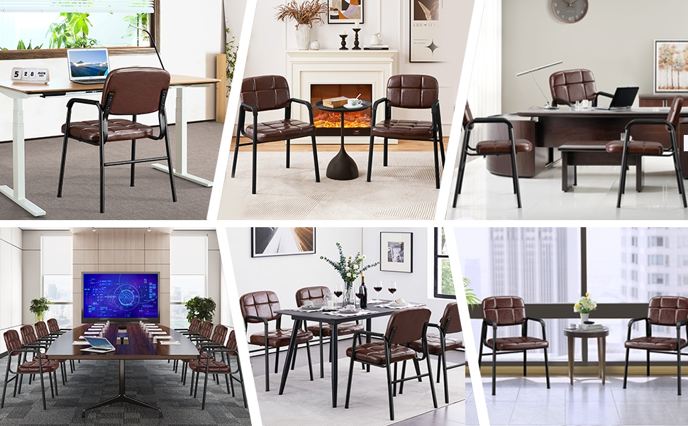 Крісла для вітальні Yaheetech - 4 шт. з підлокітниками та спинкою, штучна шкіра, коричневі, 58x60x85 см