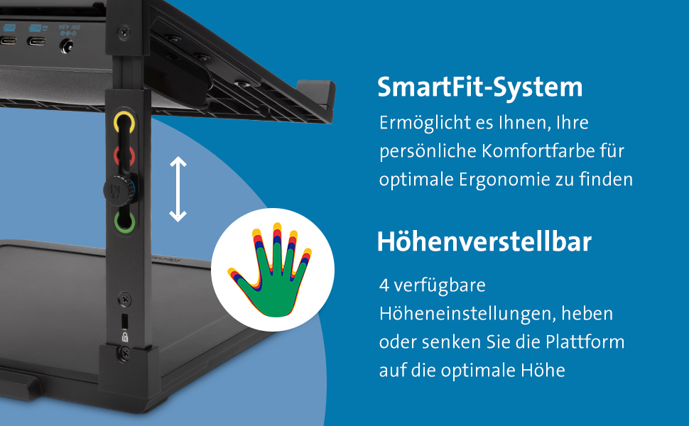 Підставка для ноутбука Kensington SmartFit, регульована по висоті, до 15.6 дюймів, з антиковзким покриттям та слотом Kensington, K52783WW. Підходить для ноутбуків з док-станцією