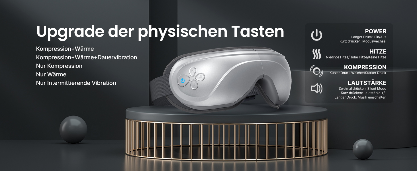 Масажер для очей RENPHO Eyeris 2 з підігрівом та вібрацією - для релаксації та покращення сну, сріблястий