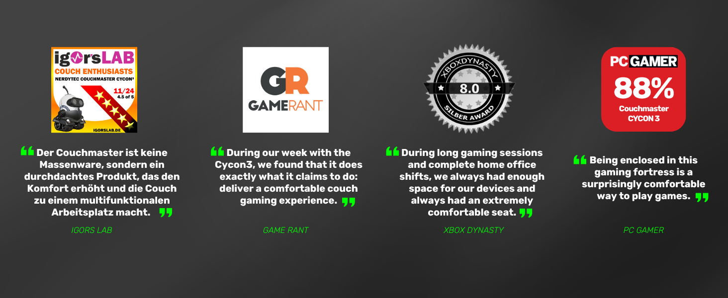 Couchmaster CYCON³ Black HORIZONLIGHT – стіл для ноутбука для геймінгу, чорний, з USB-хабом