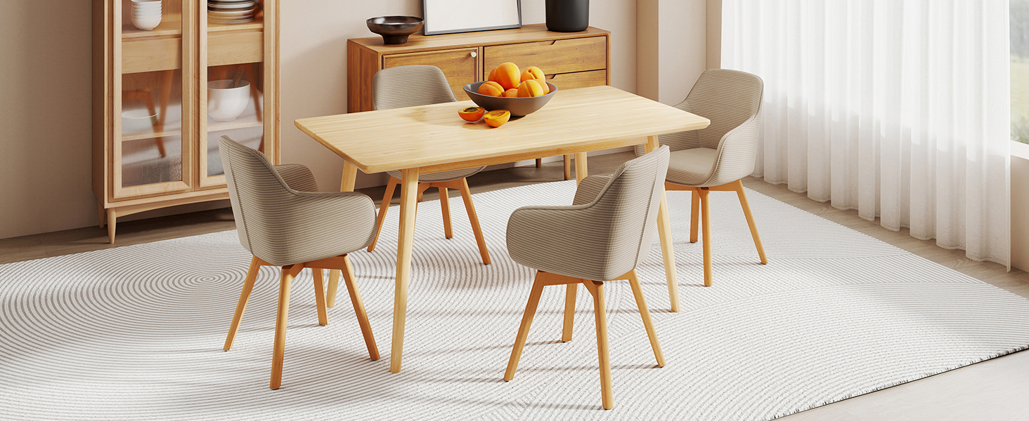 LEWE Комплект з 4 обертових стільців для їдальні з підлокітниками, 360° обертання, сучасна тканина Cord, стільці для кухні з дерев'яними ніжками та спинкою для вітальні, їдальні, спальні (Хакі, 4шт)