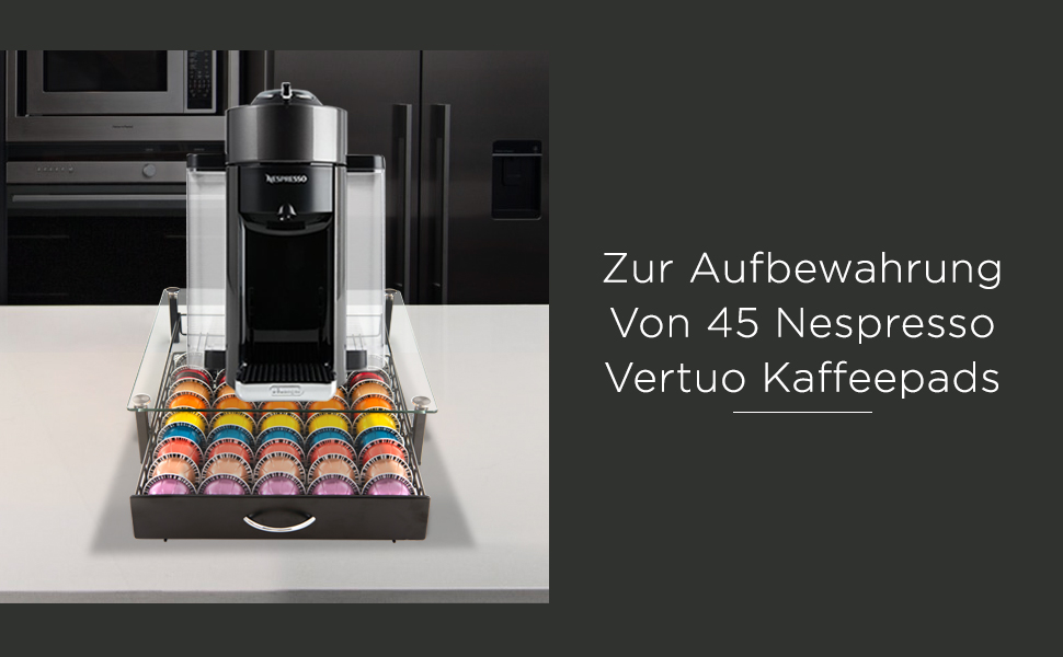 Висувний ящик для зберігання кави Peak для 45 капсул Nespresso-сумісний з Nespresso Vertuo Vertuoline-найбільшою капсулою з доступних