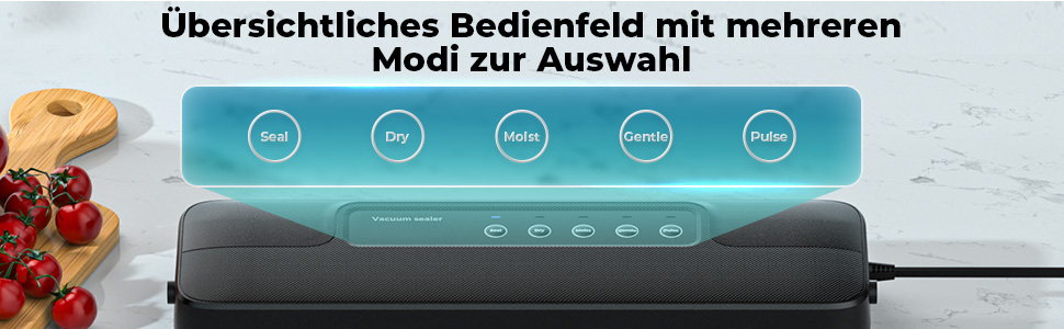 Вакууматор 5 в 1 для продуктів, вакуумний пакувальник з 10 пакетами та шлангом, пристрій для запаювання пакетів (шов 30 см)