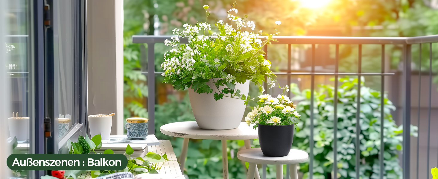 Набір горщиків для квітів T4U 15см з автополивом та індикатором рівня води, 4 шт. (білий, 22*21см)