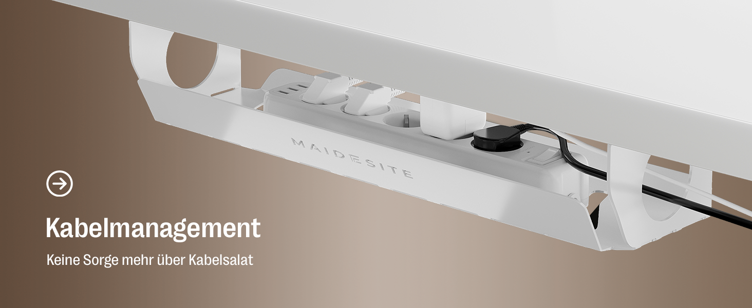 Електричний регульований стіл MAIDeSITe S2 Pro 140x70 см, білий каркас + стільниця - стоячий стіл з електроприводом, вантажопідйомність 160 кг, захист від зіткнень