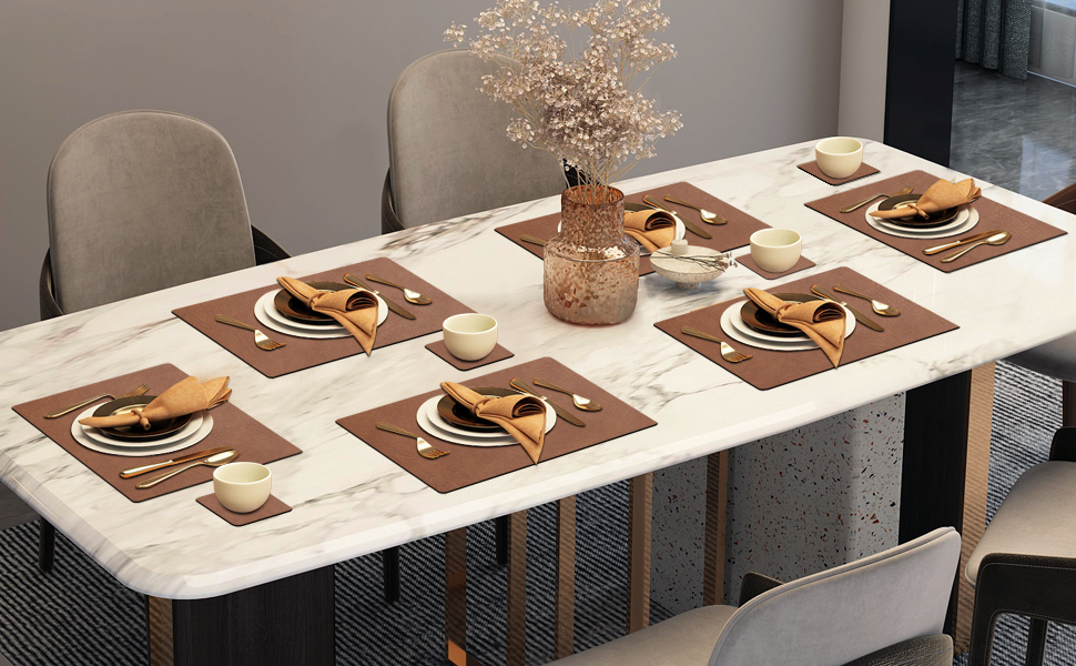 Набір підставок під гаряче YIHELU, 6 шт., штучна шкіра, зелений м'ятний/кремовий, миючіся, антиковзні