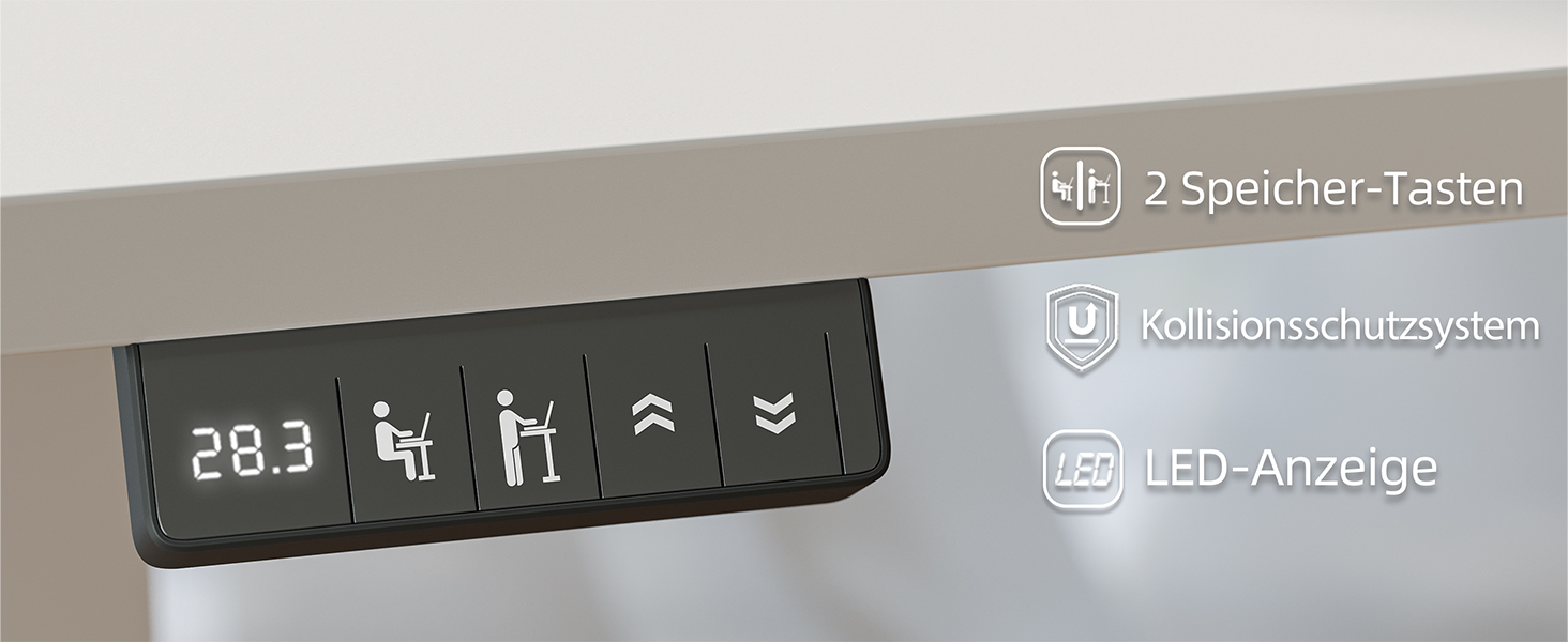 Електричний регульований стіл BEXEVUE 120x60 см, білий. Стіл для роботи, стоячи/сидячи з 2 функціями пам'яті. Комп'ютерний стіл