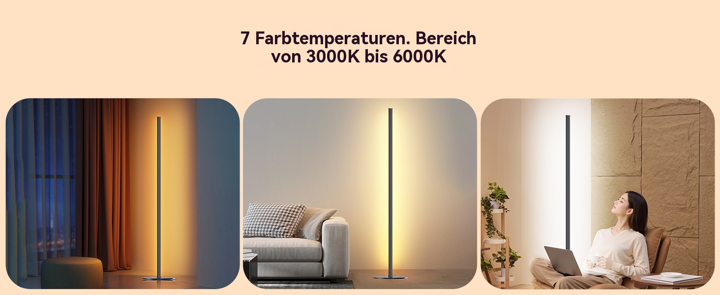 LED торшер для вітальні, білий з пультом ДУ, RGB 16 млн кольорів, синхронізація з музикою, 140 см, кутова лампа для ТБ, спальні, ігрової кімнати