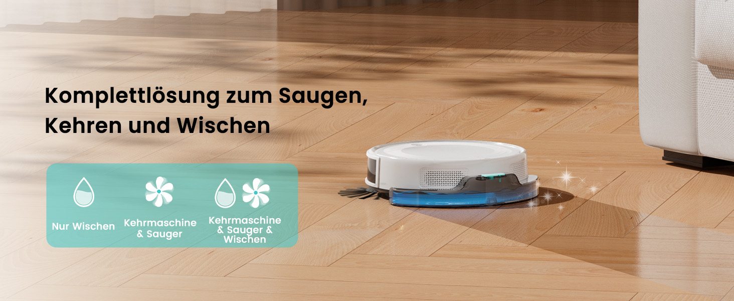 Робот-пилосос LEFANT M310 Ultra: потужність 6000Pa, функція миття, лазерна навігація ToF, уникнення перешкод, керування через додаток та Alexa, захист від заплутування шерсті тварин, для килимів, білий