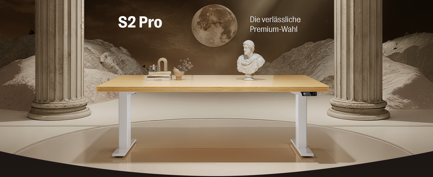 Регульований стіл MAIDeSITe S2 Pro (160x80 см) - електричний, з підняттям, чорний каркас, білий стіл, 160 кг, з захистом від зіткнень