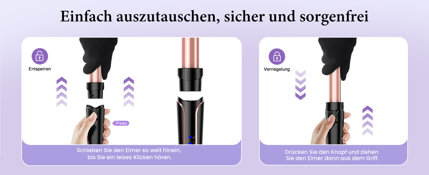 Набір для створення локонів BESTOPE PRO 5 в 1 з LED-дисплеєм: 3 насадки, регулювання температури, рукавичка, кліпси, рожеве золото