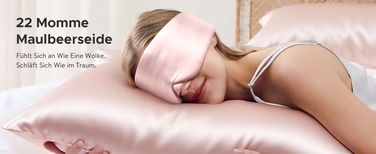 Маска для сну LitBear з 100% шовку маорі, для жінок та чоловіків, з регульованою стрічкою, рожевого кольору