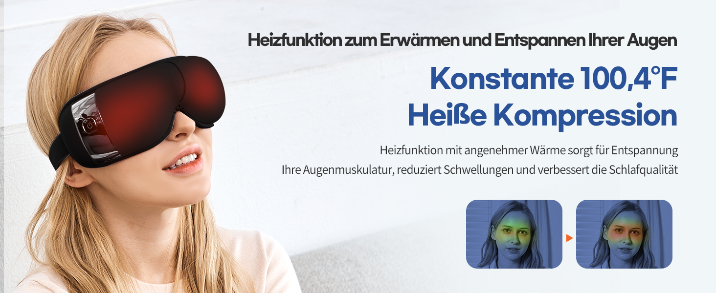 Масажер для очей HubiCare з підігрівом та вібрацією – для зняття втоми, мігрені та зменшення набряків під очима