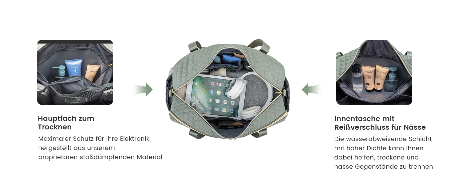 Спортивна сумка LOVEVOOK для жінок з відділенням для ноутбука, 35L, сіро-зелений колір