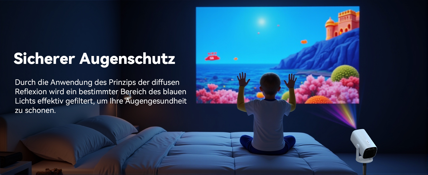 SOOMFON Mini Beamer 1080P: Портативний проєктор з Bluetooth, автотрапецеїдною корекцією та електричним фокусом. Сумісний з iPhone, Tablet, Laptop, TV Stick, HDMI, USB