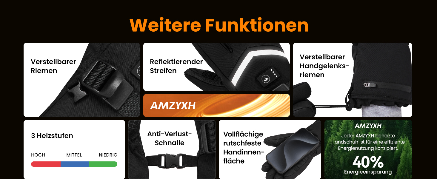 Гріючі рукавиці для чоловіків та жінок, акумуляторні, 3200mAh, з підтримкою сенсорного екрану, водонепроникні та вітронепроникні, для катання на лижах та активного відпочинку взимку (L)