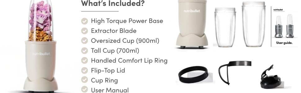 Потужний блендер-екстрактор Nutribullet 900 Series, пісочний матовий (Sand) — набір з 11 предметів для смузі та соків, 25 000 об/хв