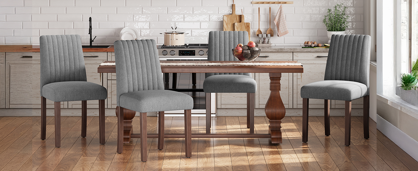 COLAMY Комплект з 2 обідніх стільців, м'який дизайн, спинка, для кухні, ресторану, сірий колір