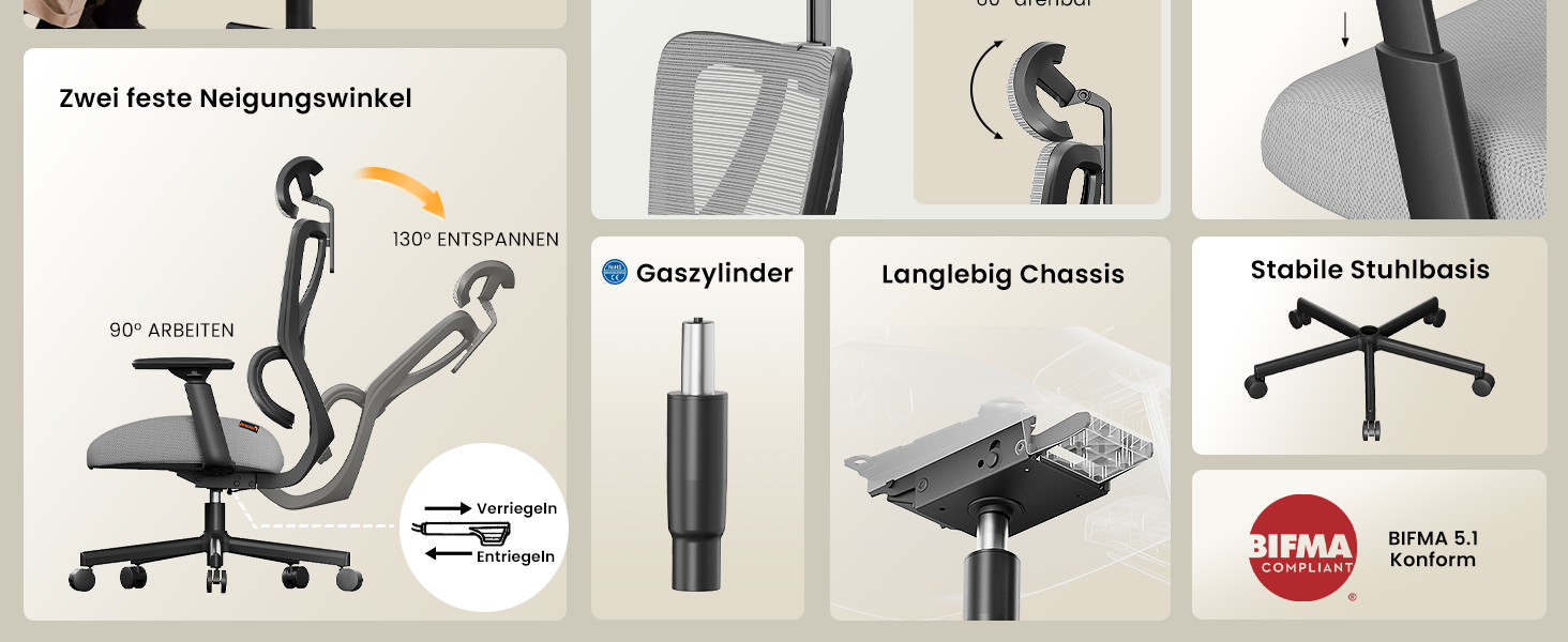 Офісний крісло ProtoArc EC100 сірого кольору з товстим пружинним сидінням, підтримкою попереку, регульованими підлокітниками та підголівником, сітчасте крісло для дому та офісу
