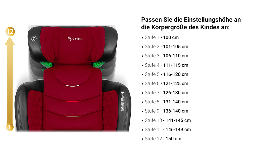 Автокрісло Nukido 15-36 кг для дітей 4-12 років, ISOFIX, регулювання підголівника та кута нахилу, сірого кольору
