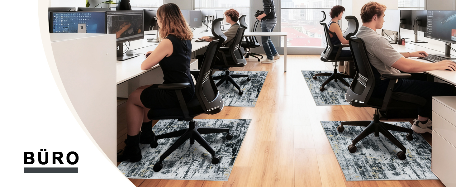 Килимок для підлоги під стілець для твердої підлоги Бохо, килимок для столу, антиковзний килим для офісного стільця (120x150 см, Чорне Золото)