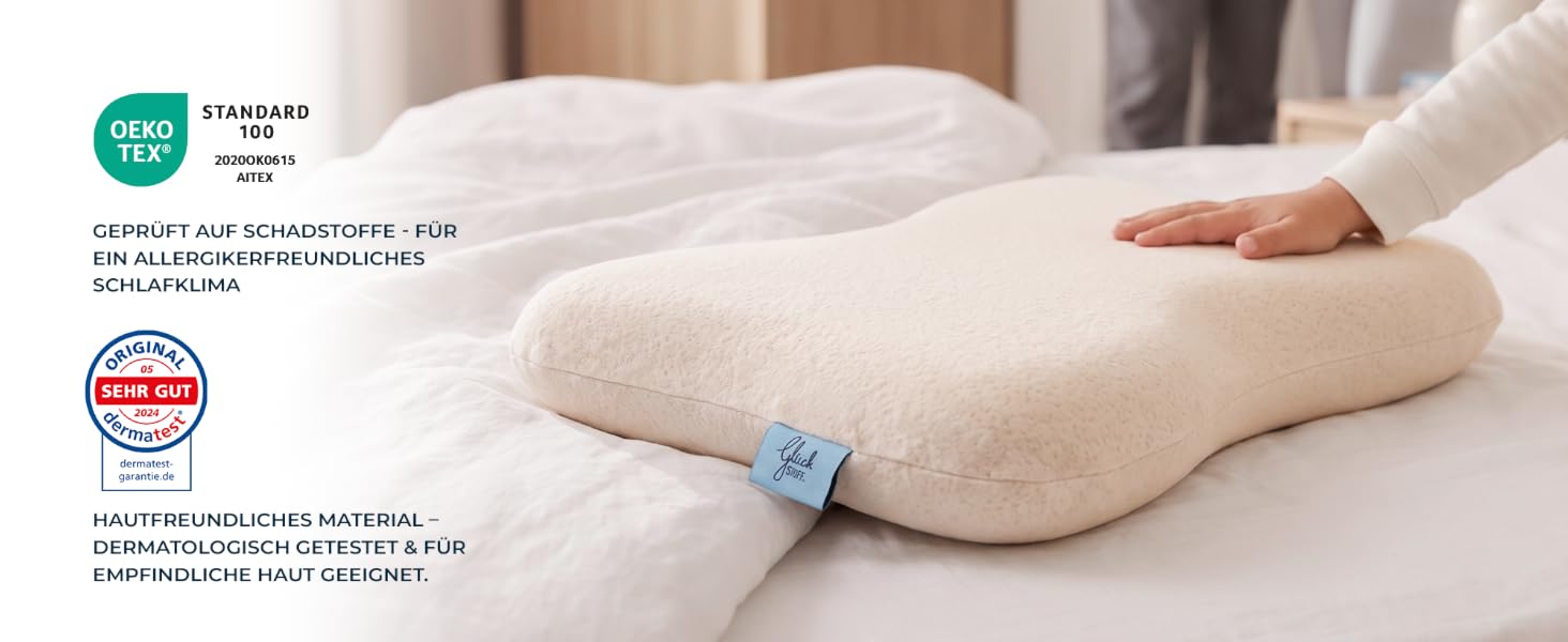 Ергономічна дитяча подушка Glückstoff з ефектом пам'яті (Memory Foam) для дітей від 2 до 12 років