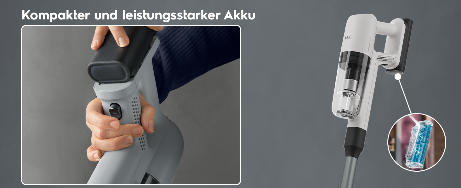 Акумуляторний пилосос AEG ÖKO AP71UB14AM: потужний, легкий (2.2 кг), ергономічний, з перероблених матеріалів, до 50 хв роботи, 120 м², 2-в-1, 5-рівнева фільтрація, для всіх поверхонь, автоматичний, сірий