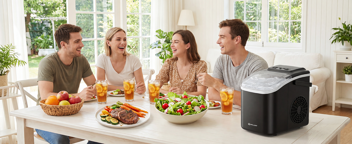 Льодогенератор Klarstein Ice Maker – Швидке виробництво льоду (12 кг/24 год), 2 розміри кубиків, самоочищення, для дому, кухні, офісу, бару – Чорний