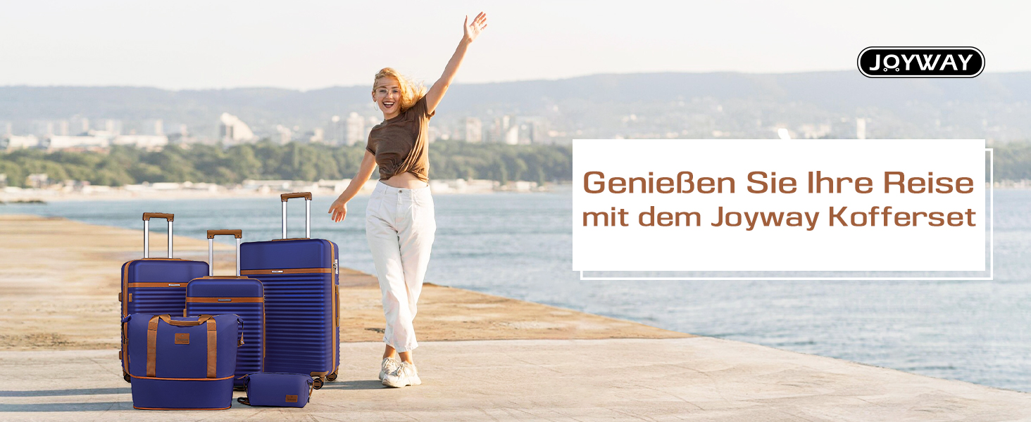 Набір валіз Joyway 5 предметів з ABS пластику, розширюваний, з TSA замком та 4 колесами (Marineblau)