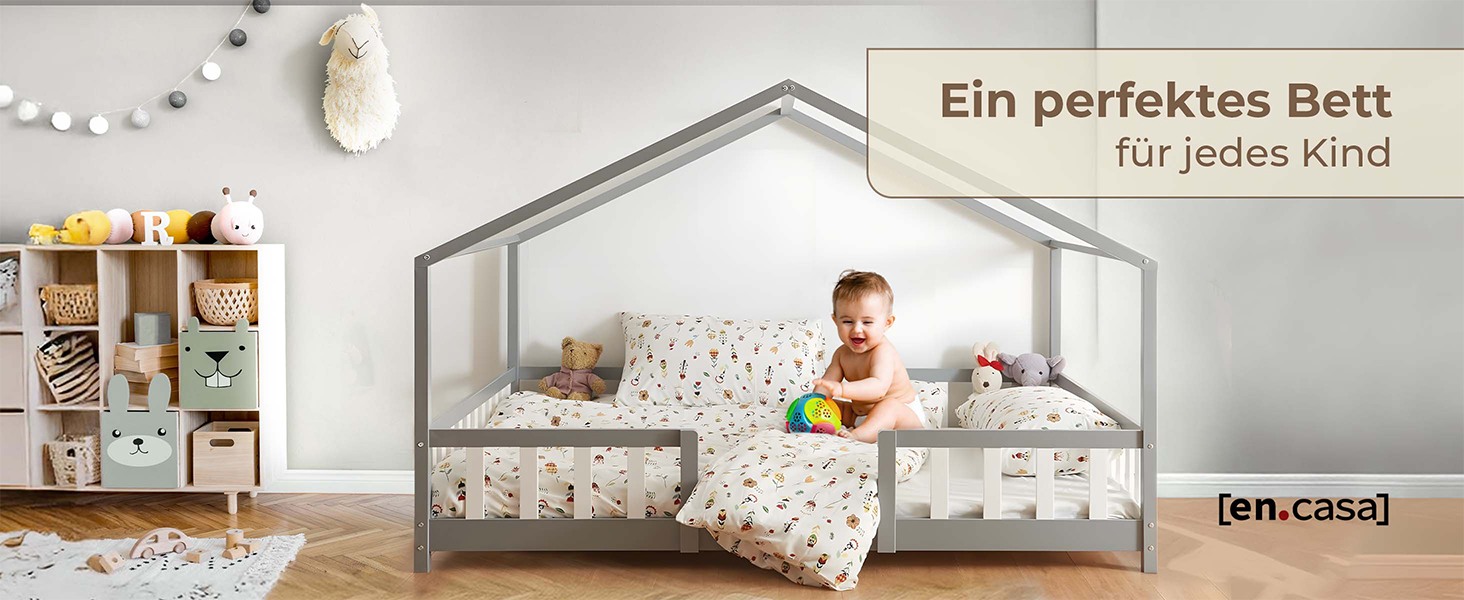 Дитяче ліжко Treviolo з захистом від падіння, 120x200 см, з ламелями, з сосни, колір дерева, Montessori