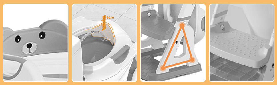 Дитячий унітаз-сходинка з сидінням, складаний 2-в-1, нековзний, з м'яким сидінням, захист від бризок, для дітей 1-7 років