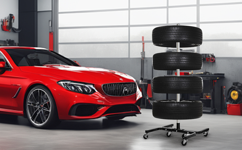 Стійка для шин на коліщатках - органайзер для зберігання автопокришок, до 150 кг