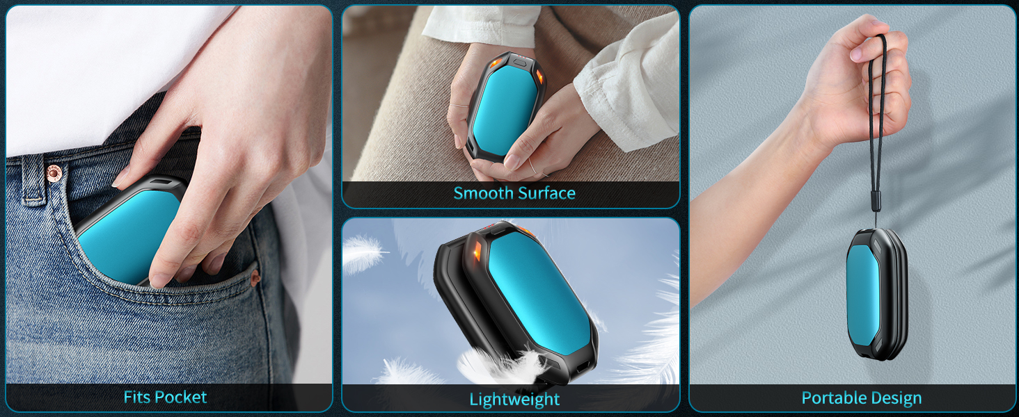 Електричний нагрівач для рук, 2 шт. Перезарядний магнітний кишеньковий нагрівач, ультралегкий та тонкий з великою ємністю 6000 mAh, 3 режими нагріву для чоловіків та жінок, для активного відпочинку, гольфу, кемпінгу (Синій, 1)
