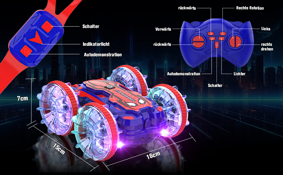 Позашляховик на радіокеруванні Monster Truck RC для хлопчика 6-12 років, блакитний - іграшковий автомобіль 2.4 GHz