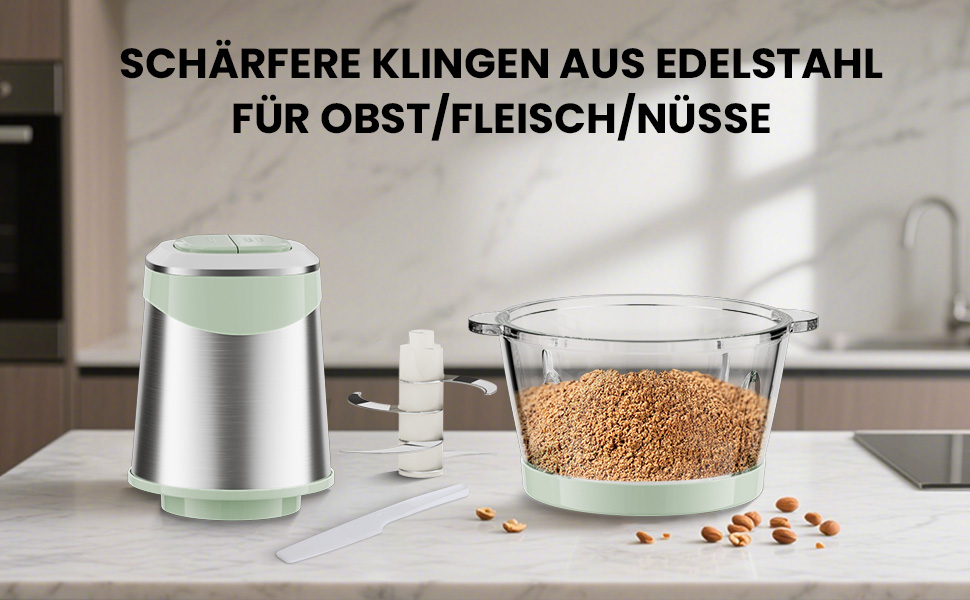 Електричний подрібнювач для кухні ESoundvol 400W з чашею 2л та 4 лезами з нержавіючої сталі - для м'яса, овочів, горіхів, дитячого харчування