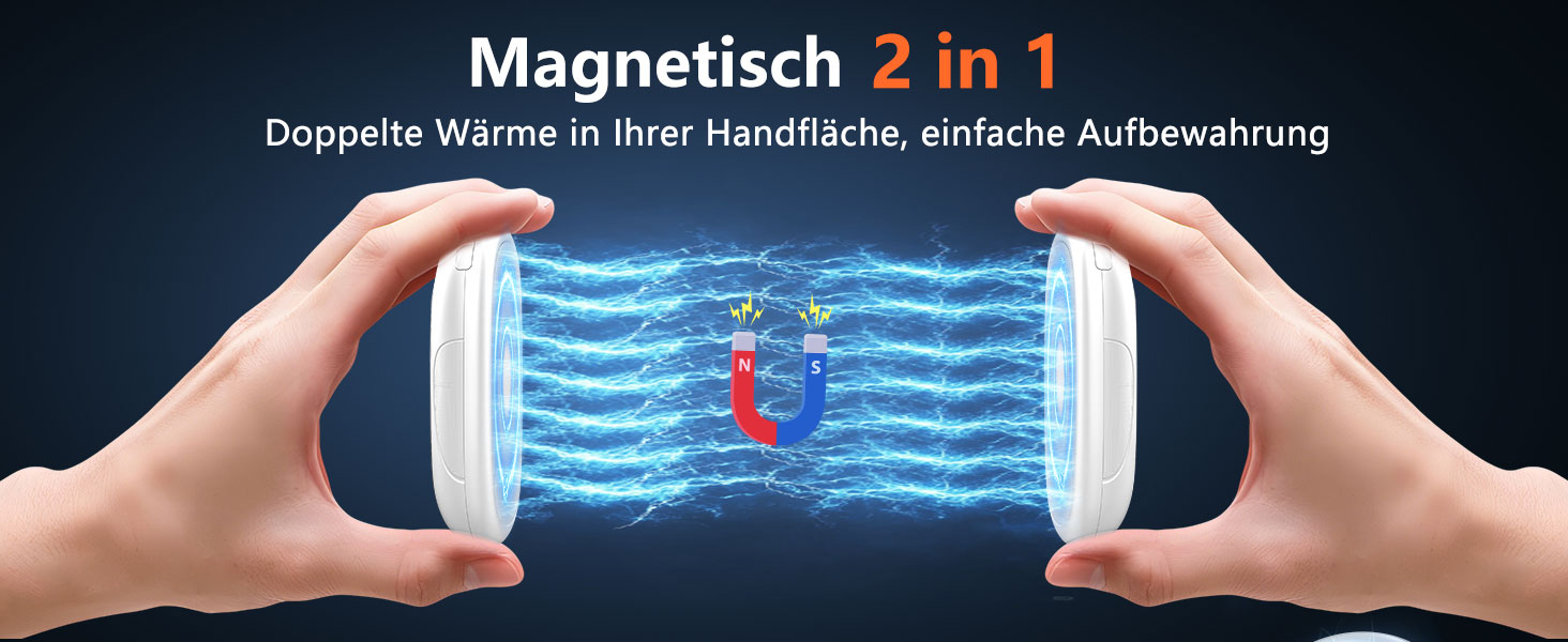 Електричні грілки для рук DDKJ - 2 шт. з LED-дисплеєм та 3 рівнями нагріву. Магнітні, багаторазові, для дітей, чоловіків, жінок. Білий великий екран.
