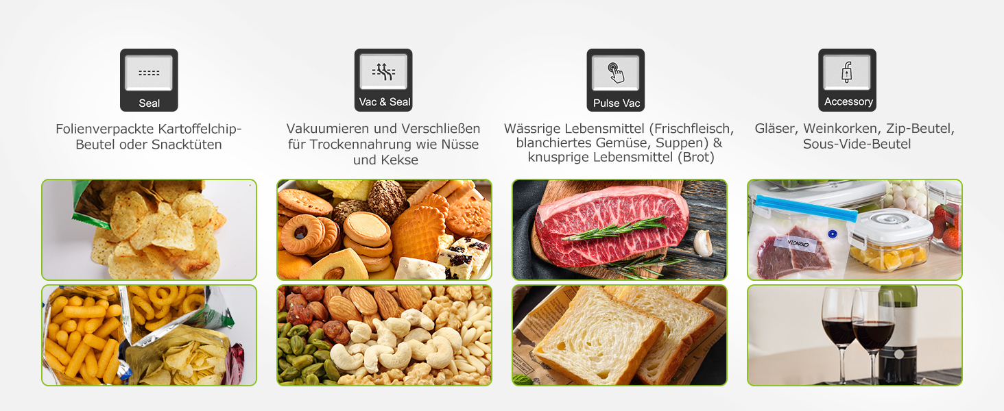 Вакууматор для продуктів Bonsenkitchen VS3019, 125 Вт, з вбудованим різаком, глянцевий чорний
