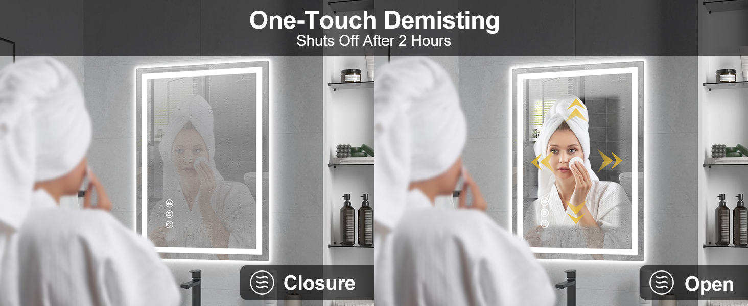 Дзеркало для ванної кімнати Habison з підсвічуванням LED, 50x70 см, сенсорне керування, димування, 3 колірні температури, функція пам'яті, проти запотівання, Bluetooth, матова центральна частина