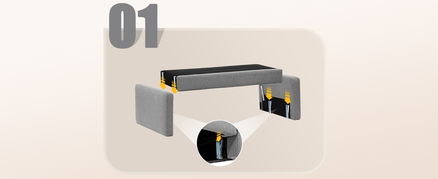 Диван Vesgantti 2-місний, 121 см, сучасний дизайн, 2 подушки, сірий льон для вітальні/квартири/офісу
