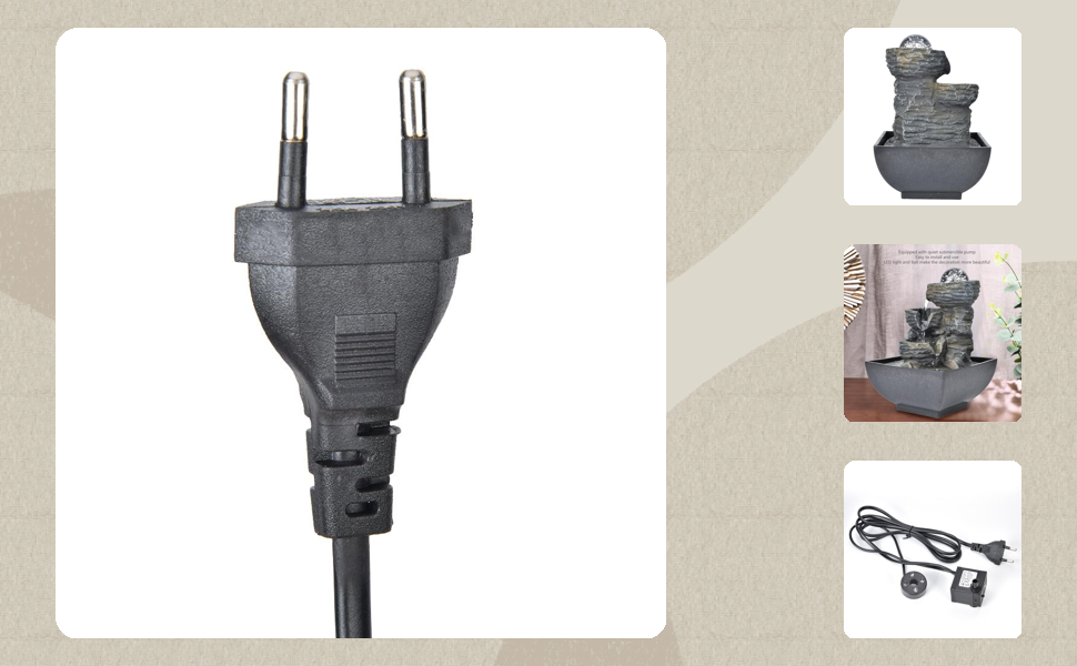 Кімнатний фонтан Ejoyous з підсвічуванням: фонтан для дому, водяний фонтан, декор для вітальні, зволожувач повітря, для медитації та релаксації, EU-штекер 220V