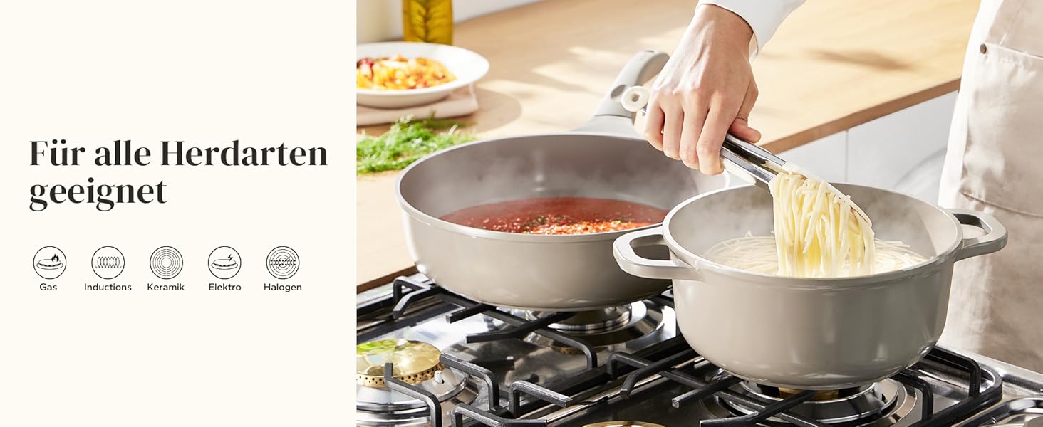 Набір каструль Redchef Keramik Induktion, 11 предметів, з кришкою, нержавіюча сталь, сірий