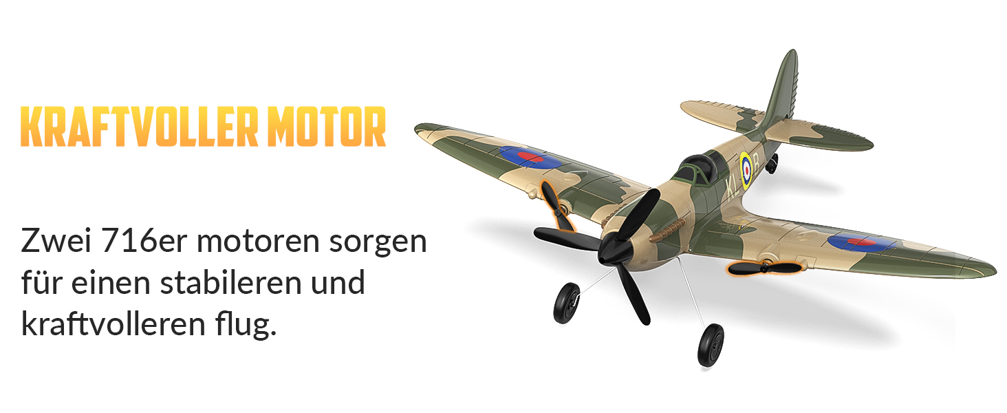 RC літак Hawk's Work Spitfire 2.4GHz - радіокерований винищувач для дітей та початківців, готовий до польоту, 6-осьовий гіростабілізатор