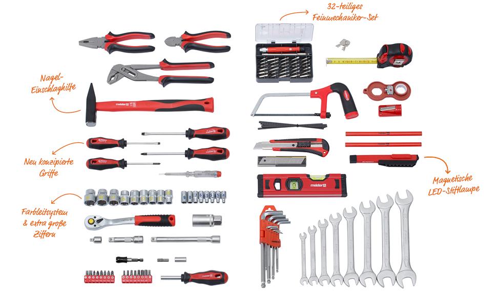 Набір інструментів Meister 131 предмет - Knipex, Wera в алюмінієвому кейсі / Професійний валіза інструментів / Комплект інструментів 8973750